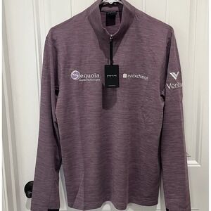 Dunning Golf 1/4 Zip Long Sleeve Pullover Men S Berry Heather NWT $140 Logos